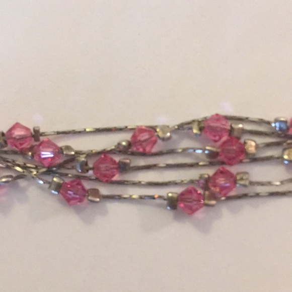 Sterling Silver & Pink Crystal Torsade Bracelet - Picture 4 of 6